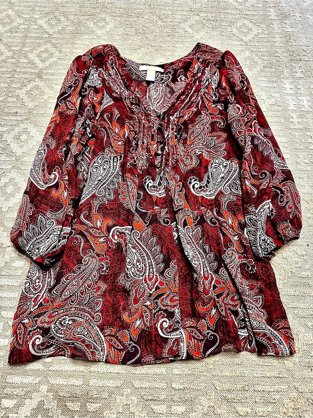 Banana Republic Paisley Blouse in Red & White Like New